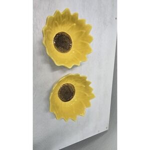 Sunflower Petal Bowls  Ceramic Yellow & Brown Set of 2 Robert Stanley